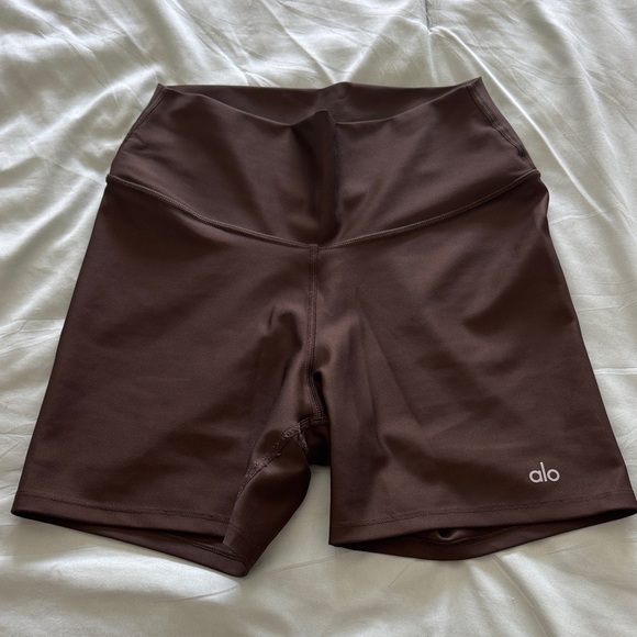 Brown Alo High Waist Biker Short ALO Yoga Shorts Alo Highwaist Biker Short  In Cinnamon Brown